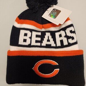 Chicago Bears NFL Knit Pom Top Beanie Winter Hat - Orange / Navy NWT - One size